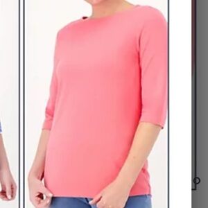 Denim & Co. Essentials Favorite Jersey Knit Top L Warm Coral A565674